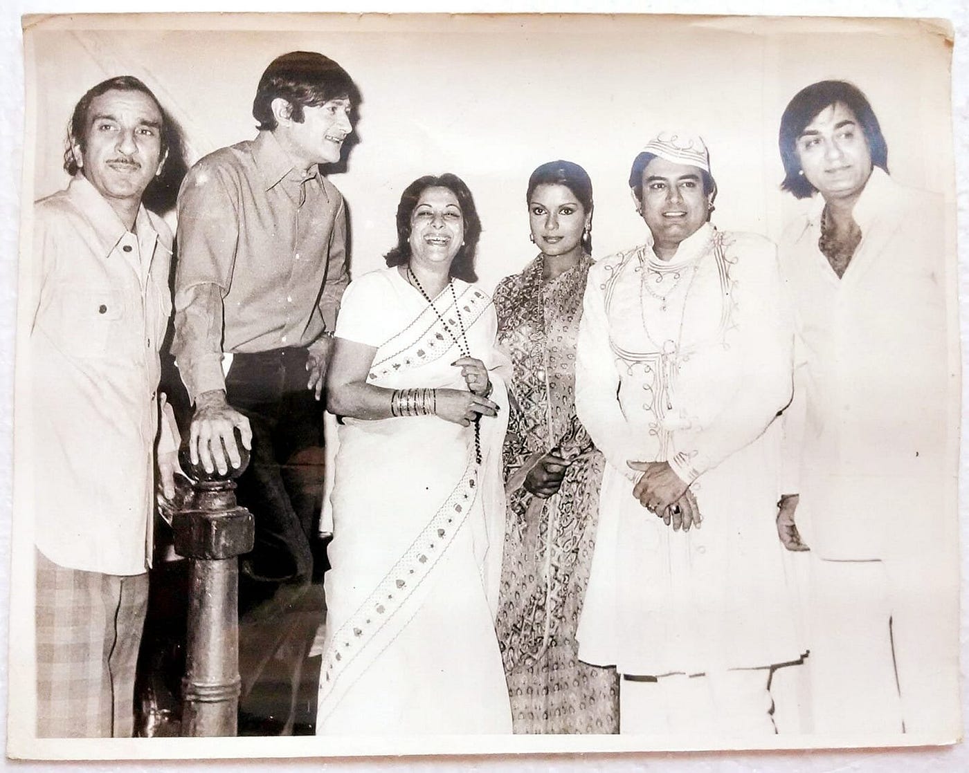 Raj Khosla, Dev Anand, Nargis, Zeenat Aman, Sanjeev Kumar, and Sunil Dutt at the muhurat of the…