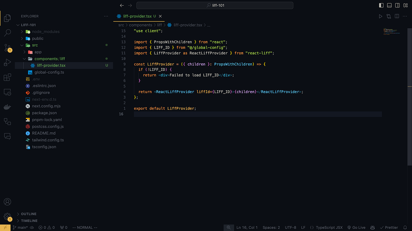การสร้าง Liff Provider ในโฟลเดอร์ /src/components/liff