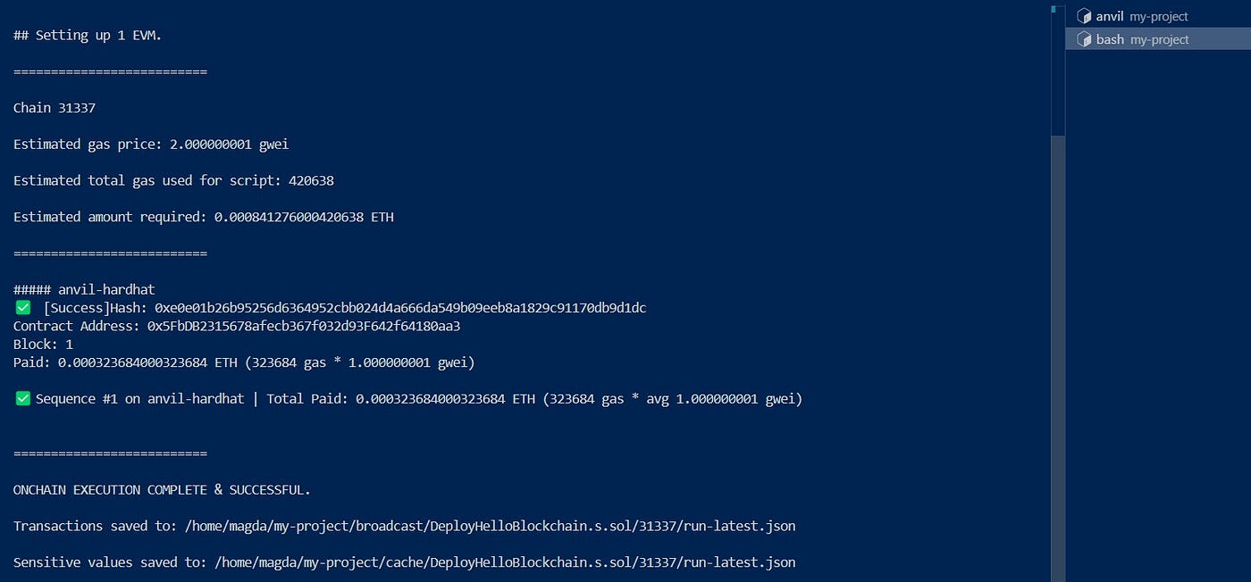 Guide to Creating, Testing, and Deploying a Smart Contract with Foundry  (HelloBlockchain) | by Magda J | CoinsBench