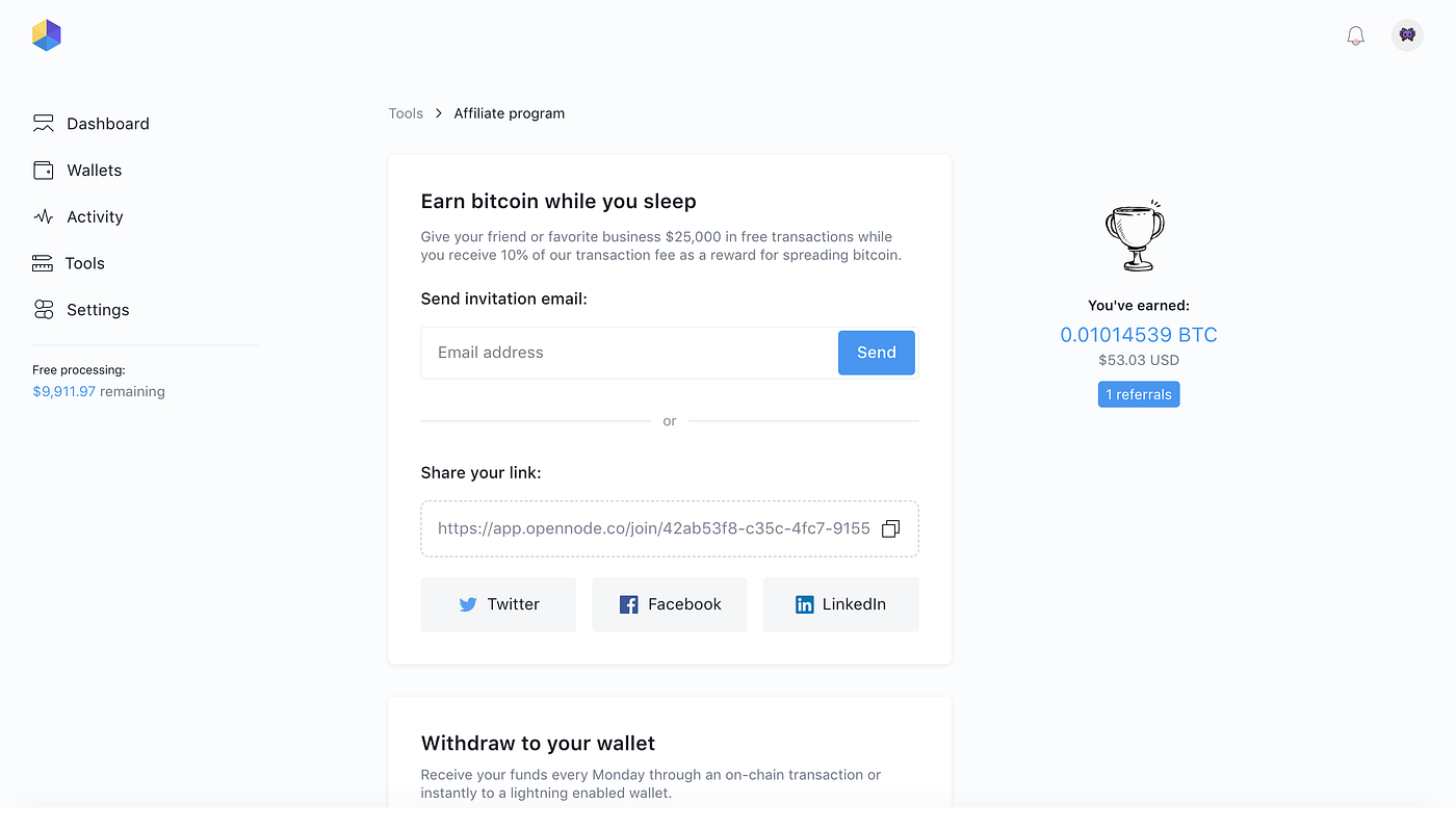 OpenNode Affiliate Program. Earn bitcoin while you sleep 💤 | by OpenNode |  Medium