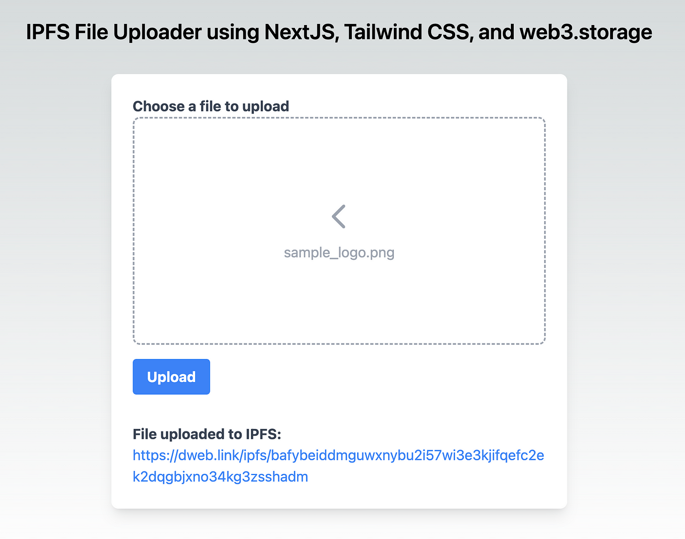 Decentralized IPFS File Uploader with NextJS and web3.storage