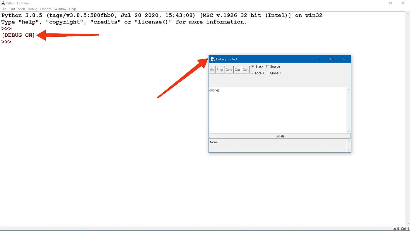 Debugging under IDLE