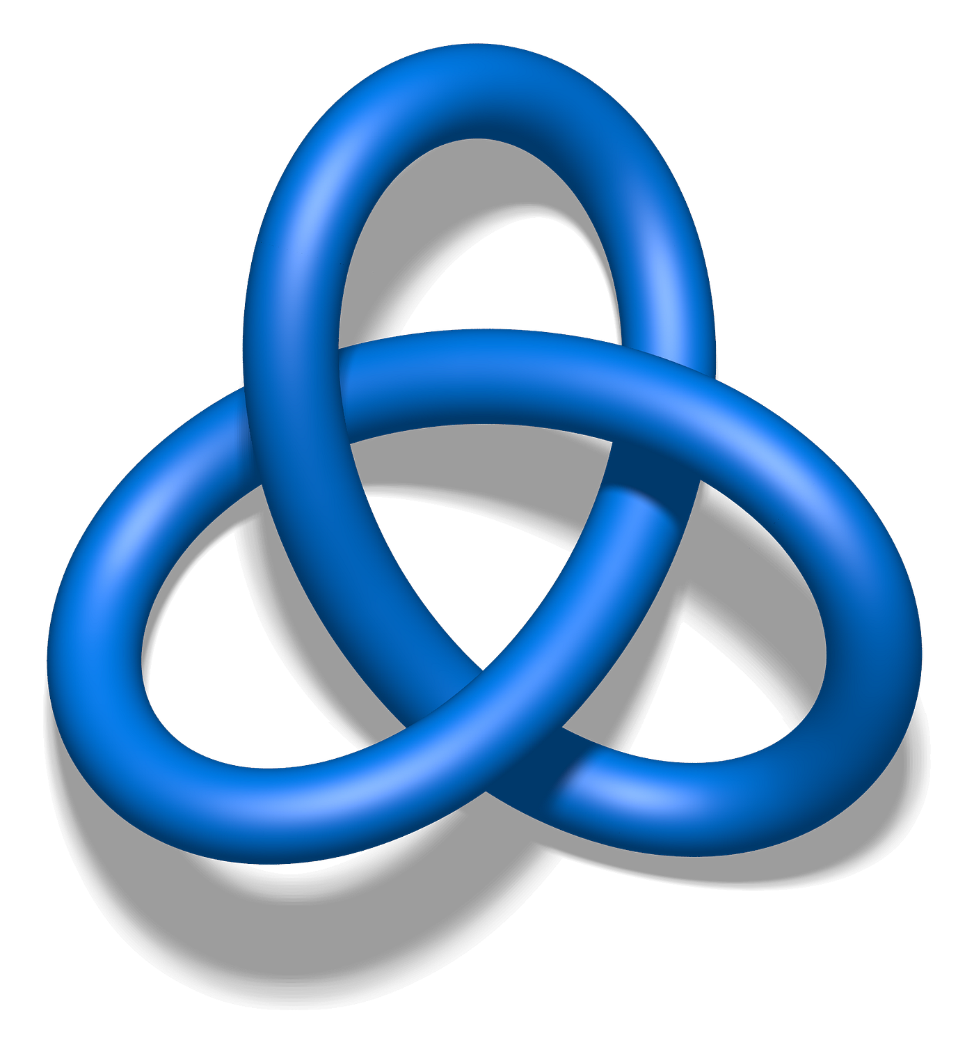 The trefoil knot, the simplest nontrivial mathematical knot. Image by Jim.belk, via Wikimedia Commons, public domain.