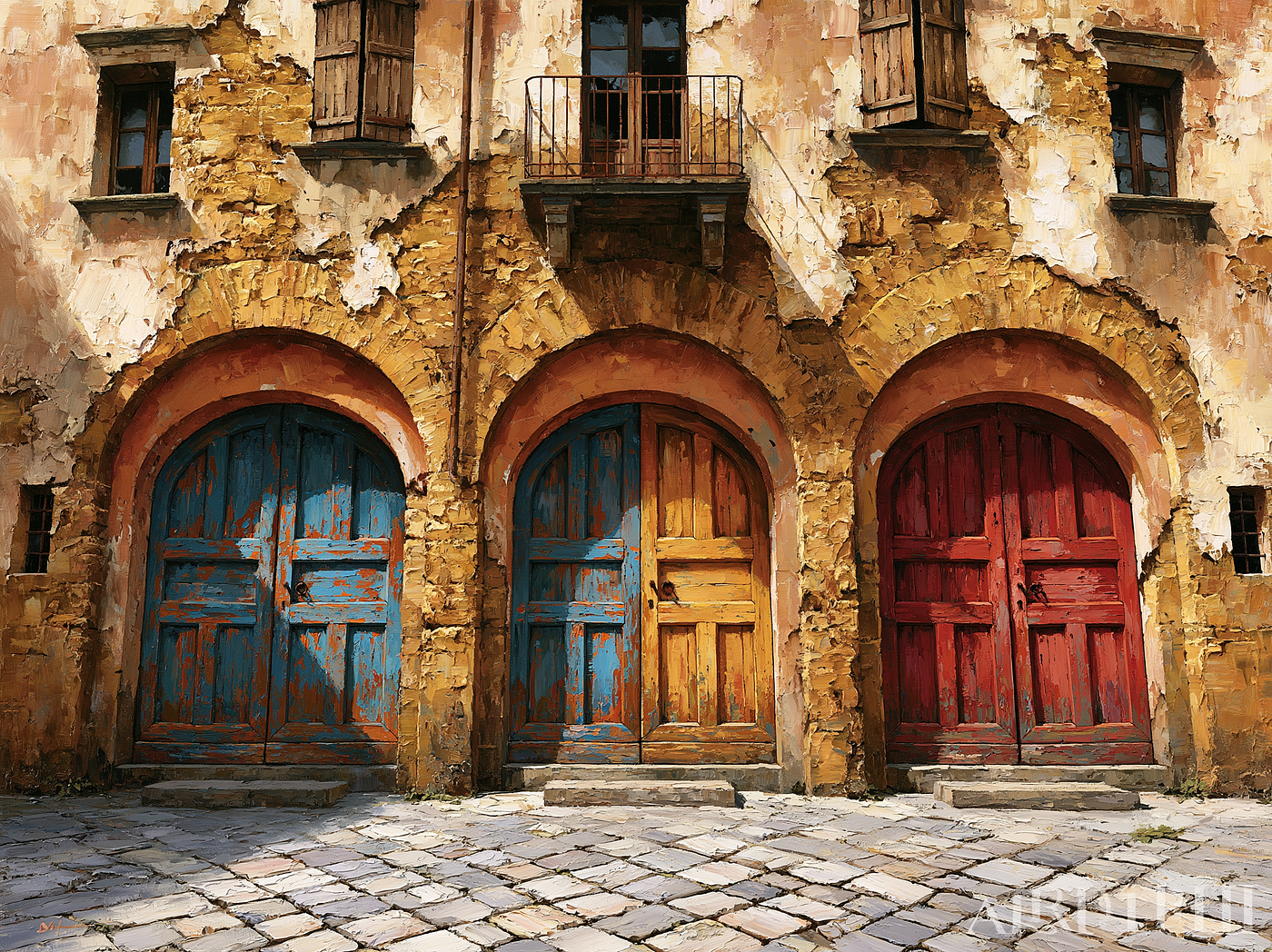 an image of ancient weathered doors and windows — created by the author in Midjourney v8.1