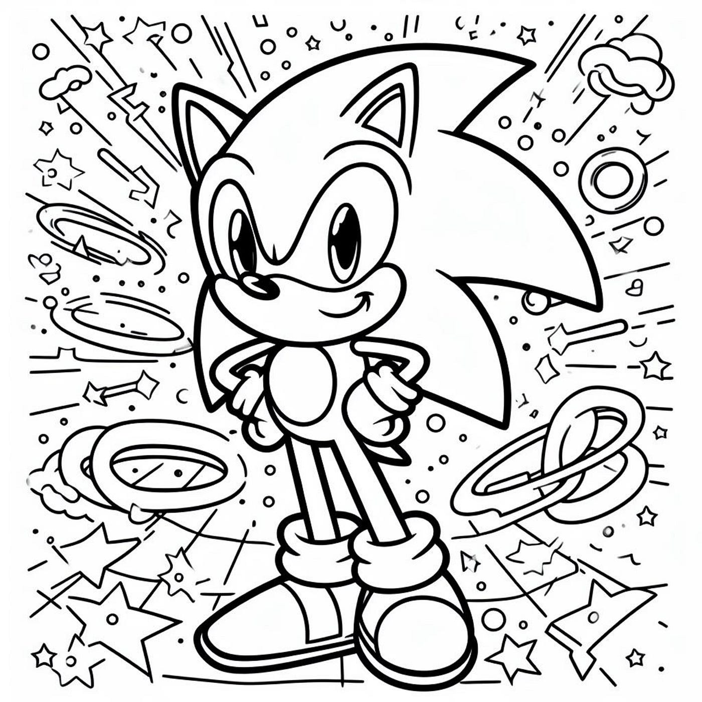Sonic em missão numa aldeia remota - Retornar à infância - Coloring Pages  for Adults