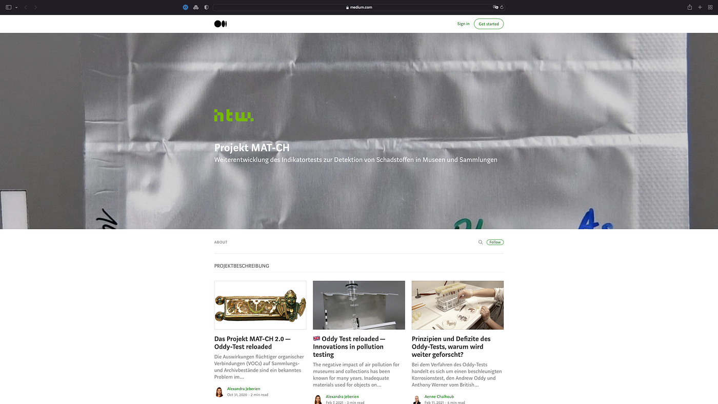 Eingangsseite des MAT-CH Blogs