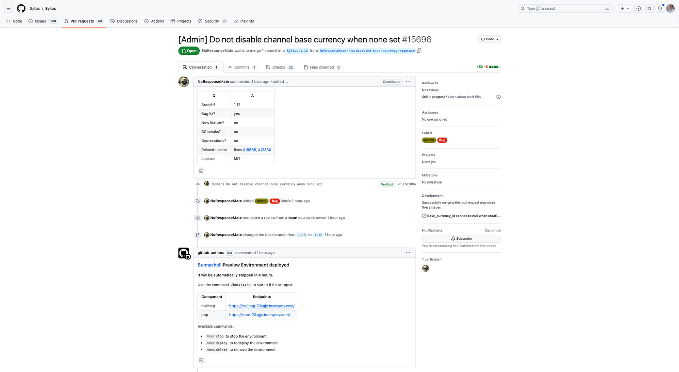 Example of a Pull Request from Sylius