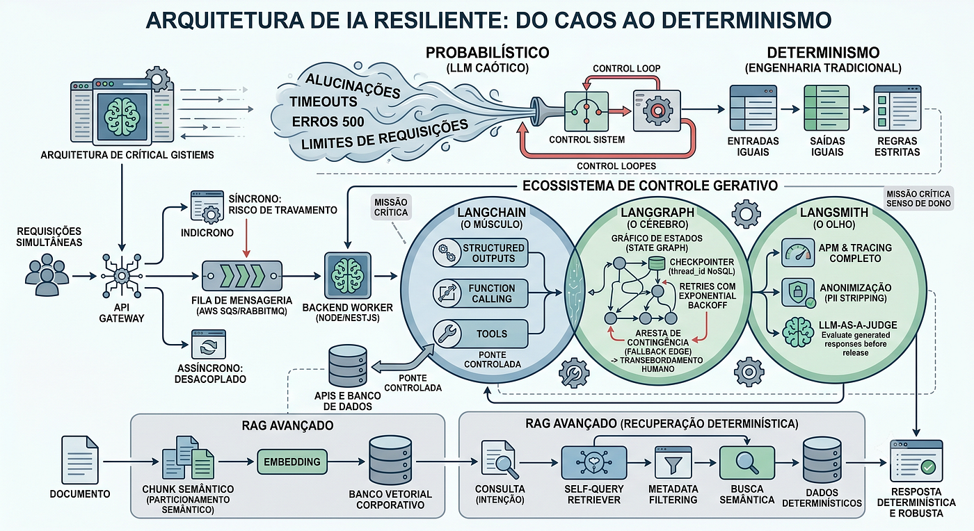 Do Caos Probabilístico ao Determinismo: Como Arquitetar IA para Softwares SaaS de Missão Crítica