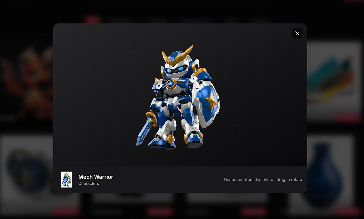 Turn your custom toy concepts and character illustrations into high-fidelity 3D physical mockups instantly with Image to 3D Model.