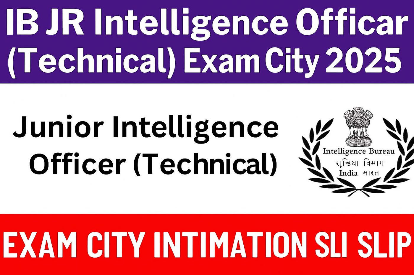 IB JR Intelligence Officer (Technical) Exam City Intimation Slip 2025