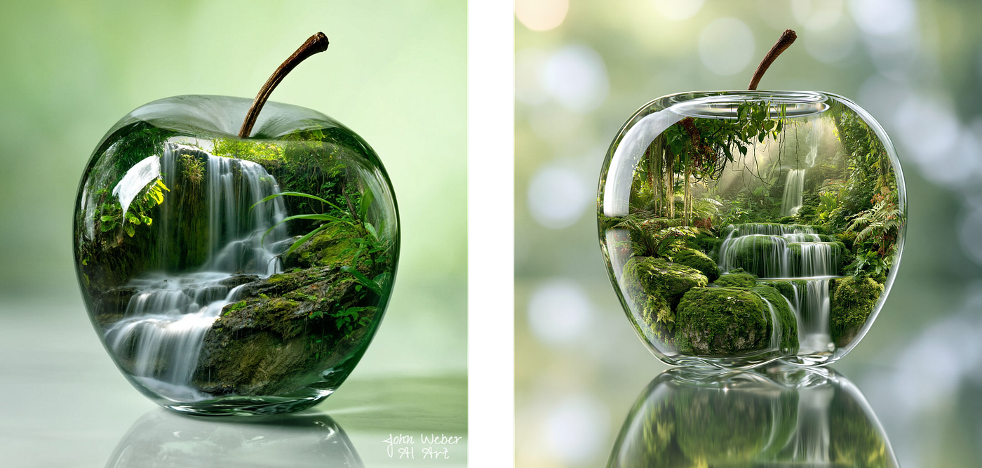 the left image is John Weber’s original (the first one in its set) and the right image was created by the author