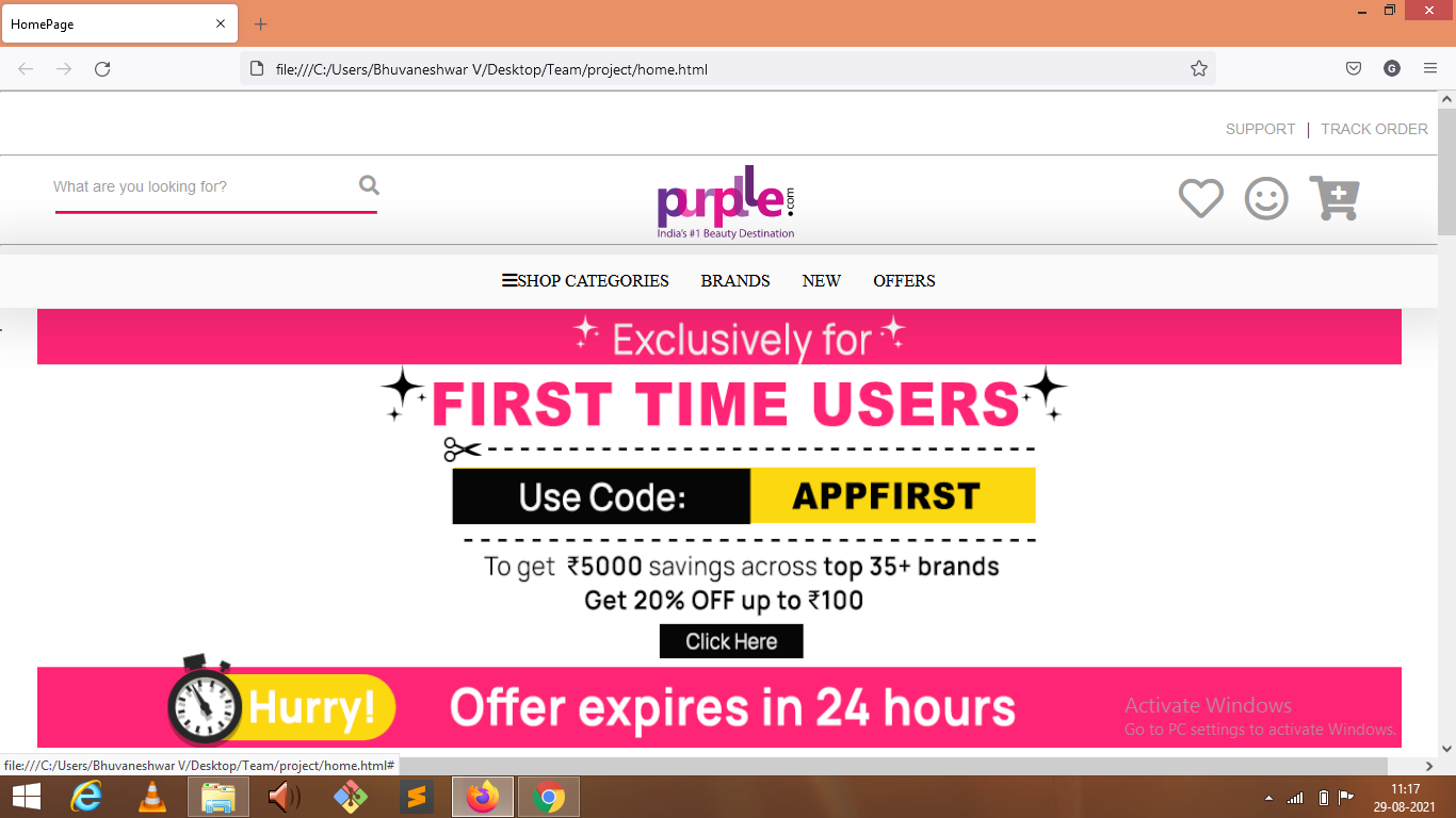 Purplle new user sales coupon