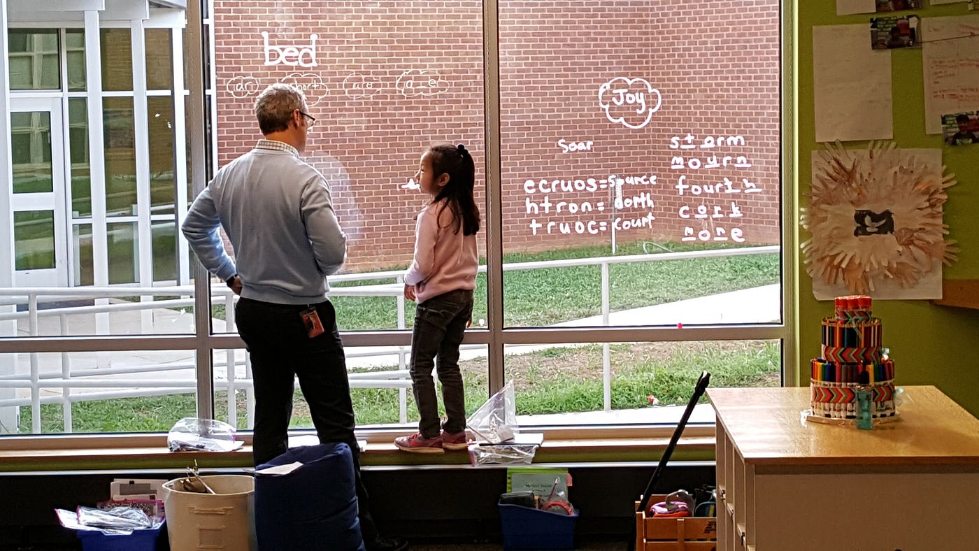 In a highly transparent K-5 learning space with 130 kids, six teachers, and almost no mass instruction.
