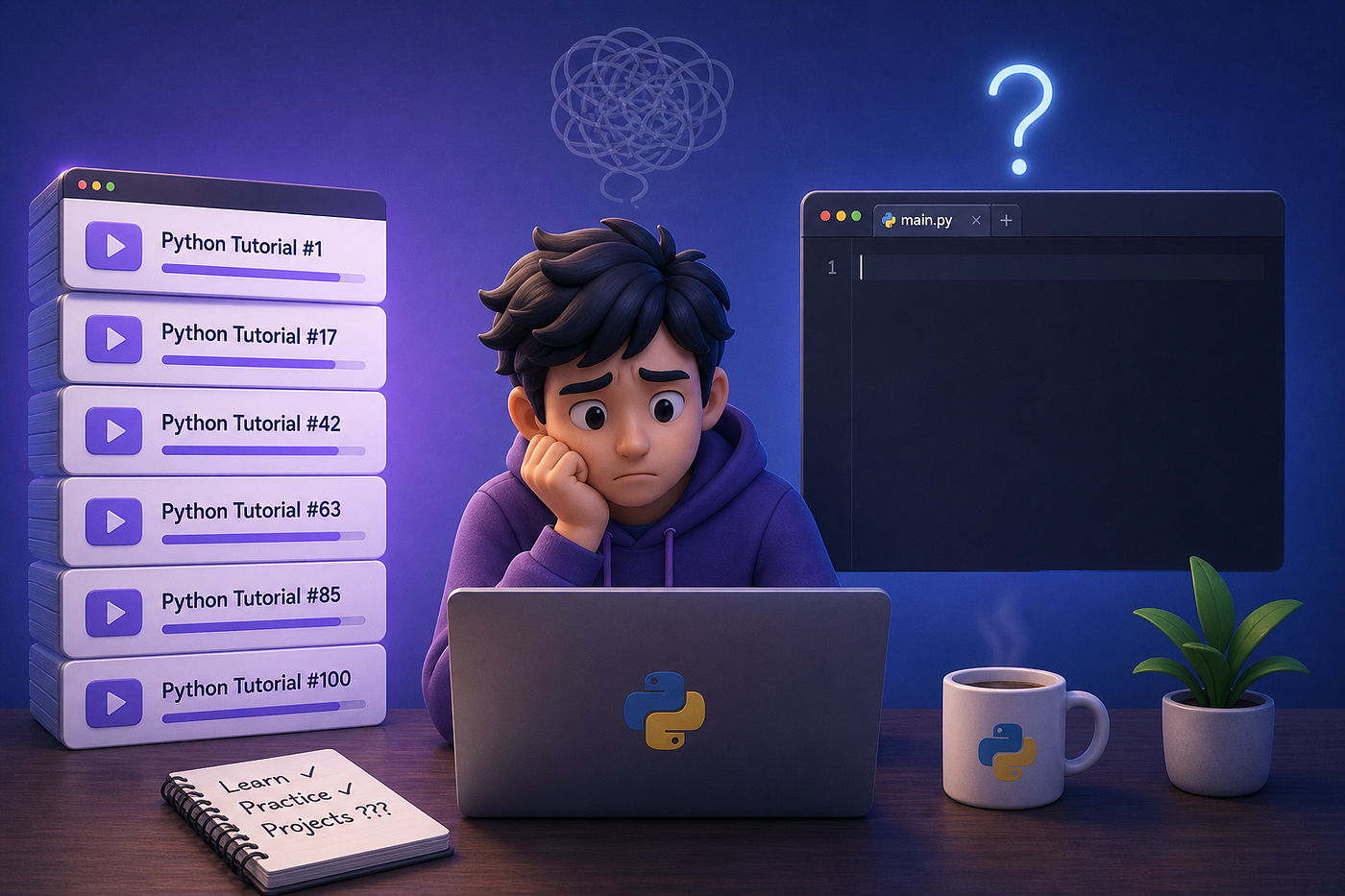 Why You Can Finish 100 Python Tutorials and Still Freeze on a Blank File