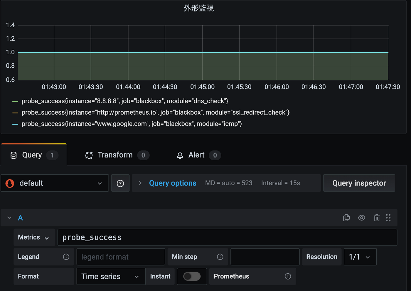 Prometheusで外形監視を行う. prometheusの単一job設定で複数のprober
