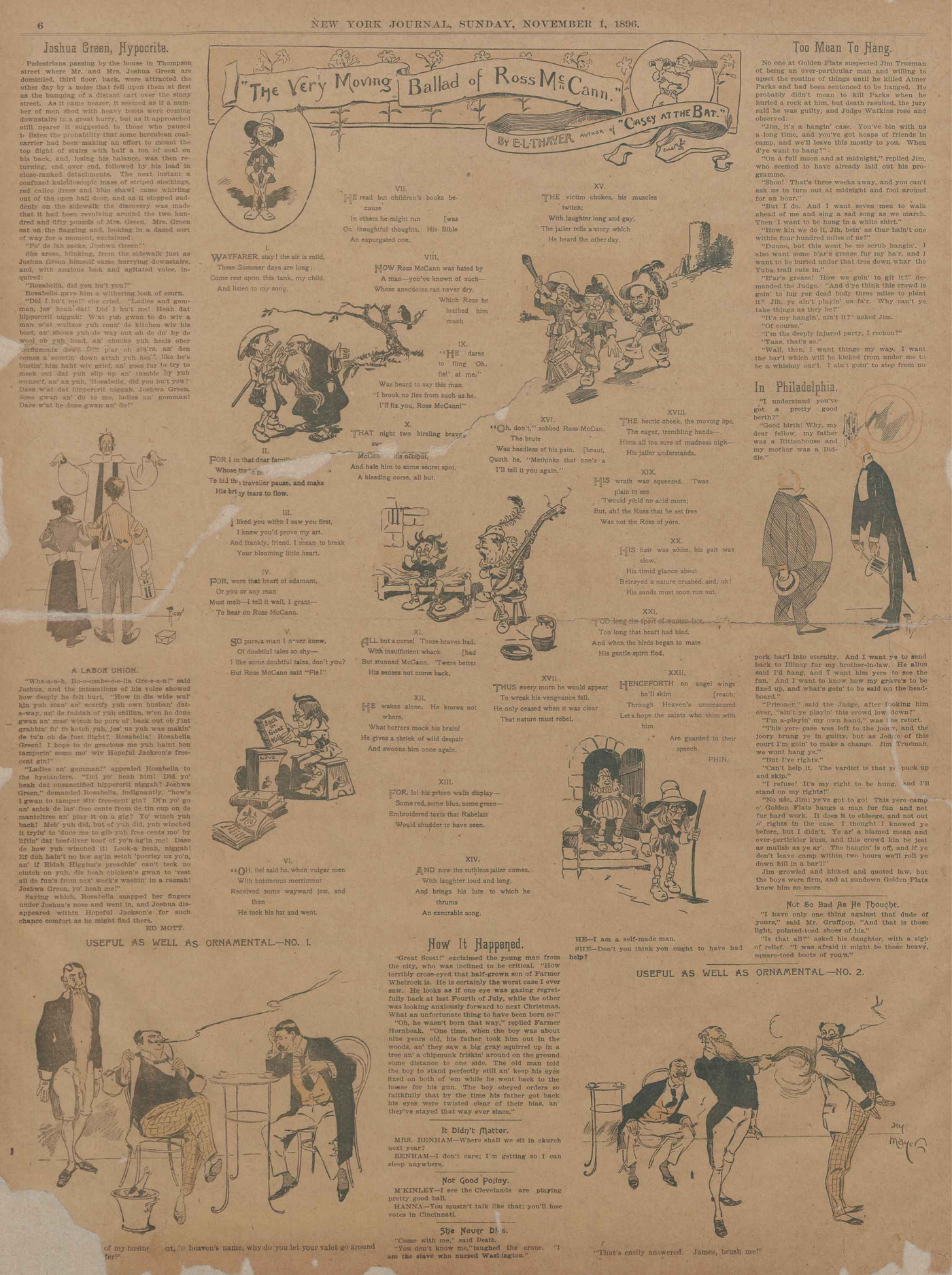 E.L. Thayer, “The Very Moving Ballad of Ross McCann,” an execrable poem in the New York Journal, November 1, 1896