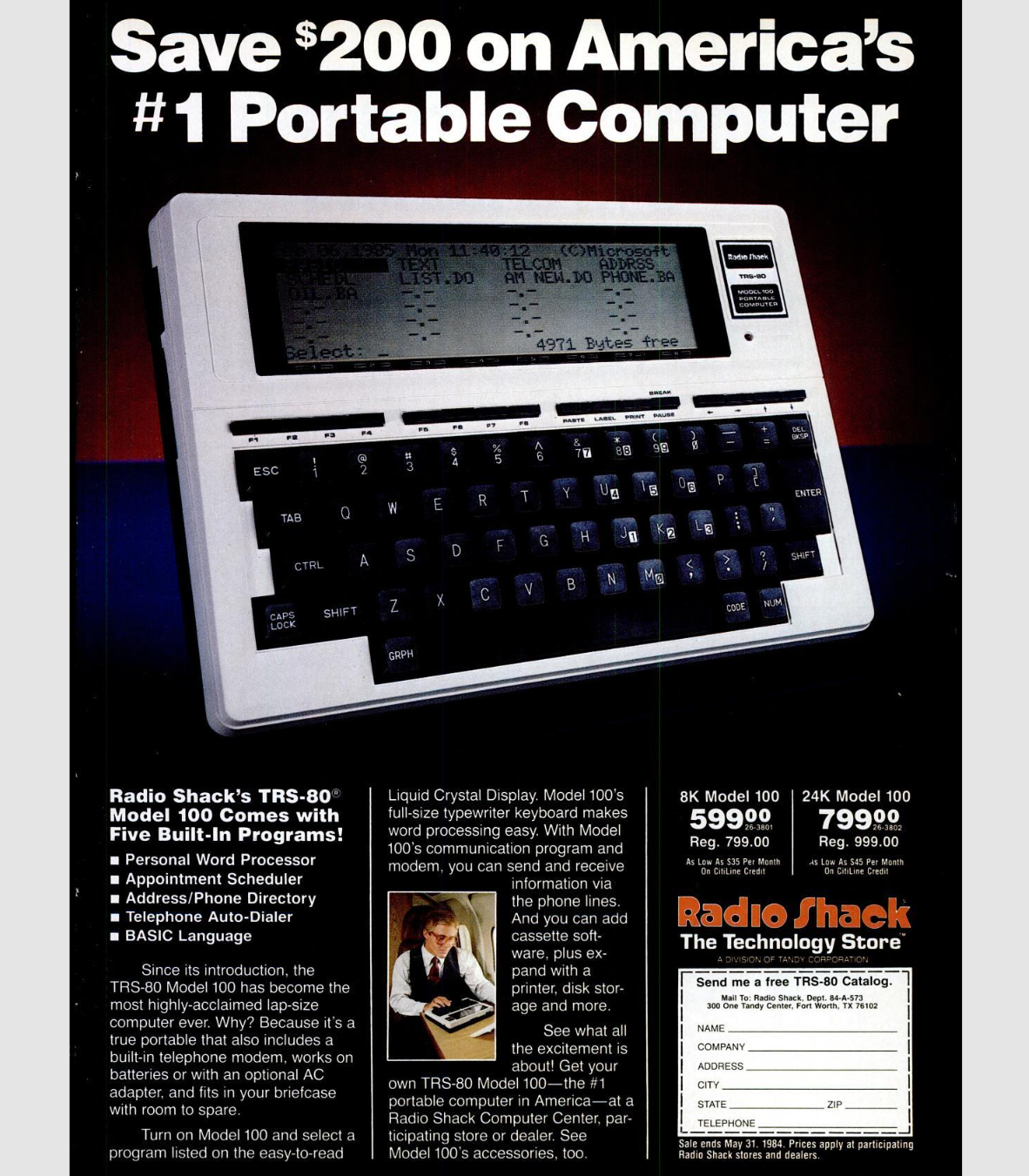 TRS-80 Model 100: a Computer that was Programmed by Bill TRS-80 Model 100: a Computer that was Programmed by Bill