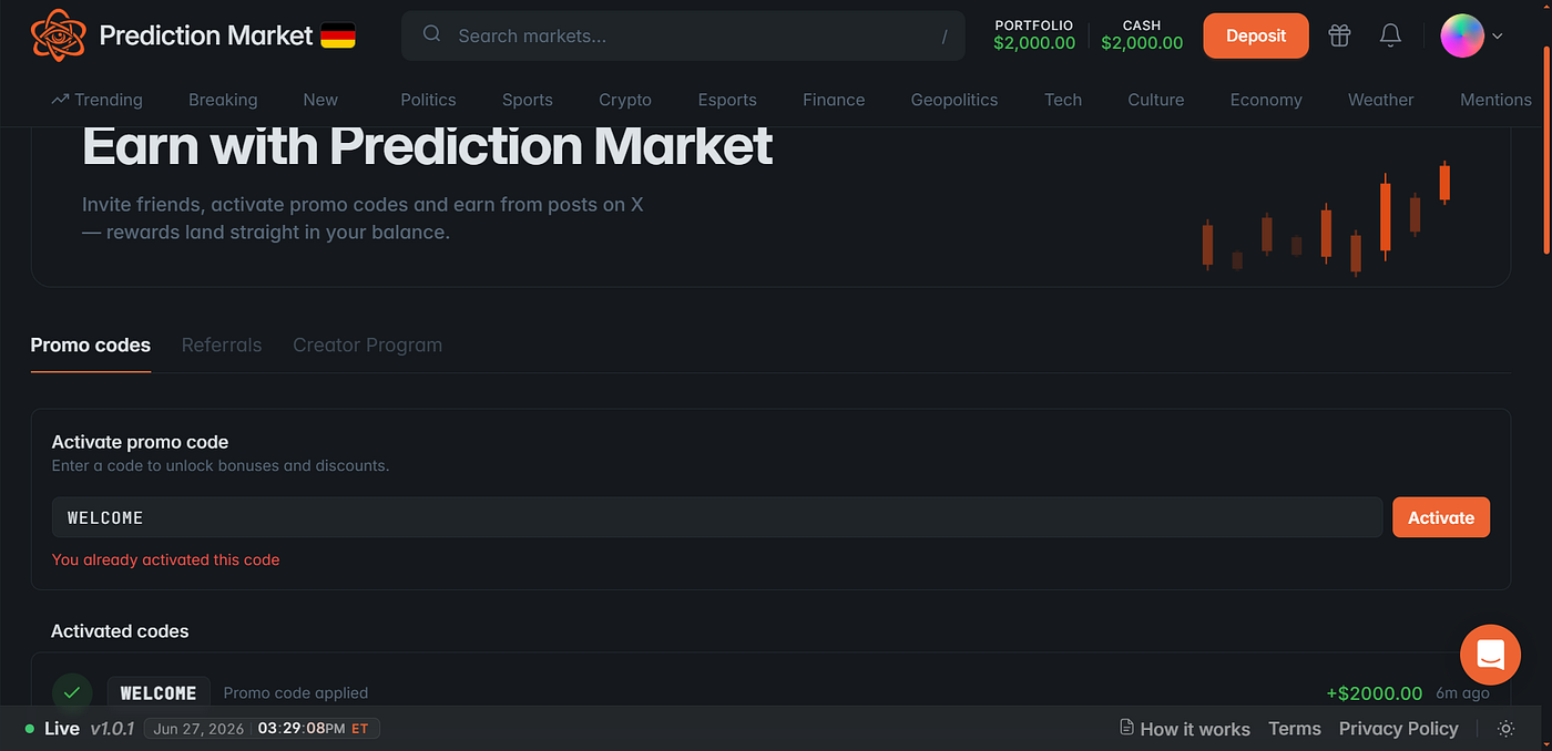 PredictBase — Strong Polymarket Mirror with $2000 Welcome Bonus