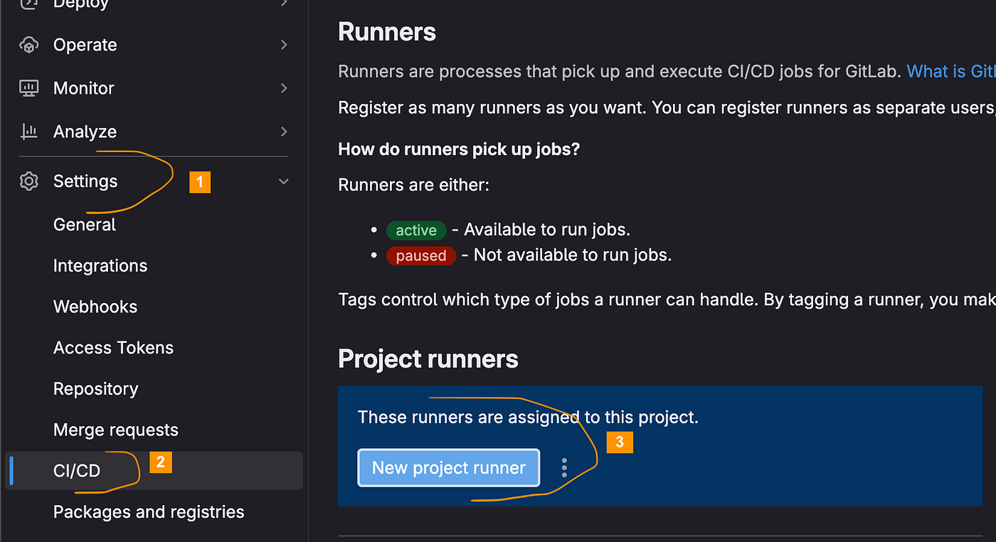 Creating a new macOS project runner in GitLab