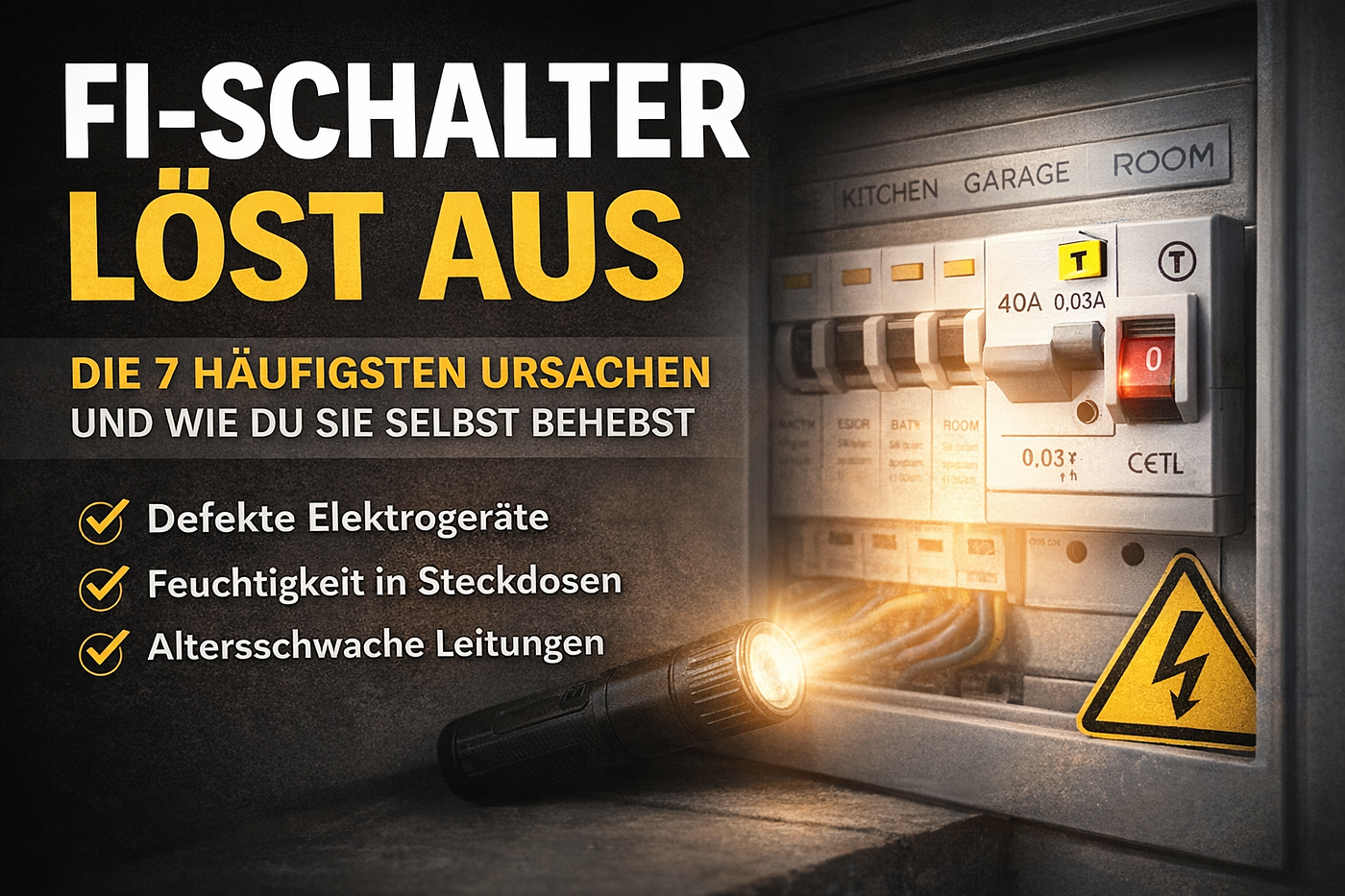 FI-Schalter löst aus: Die 7 häufigsten Ursachen und wie du sie selbst behebst