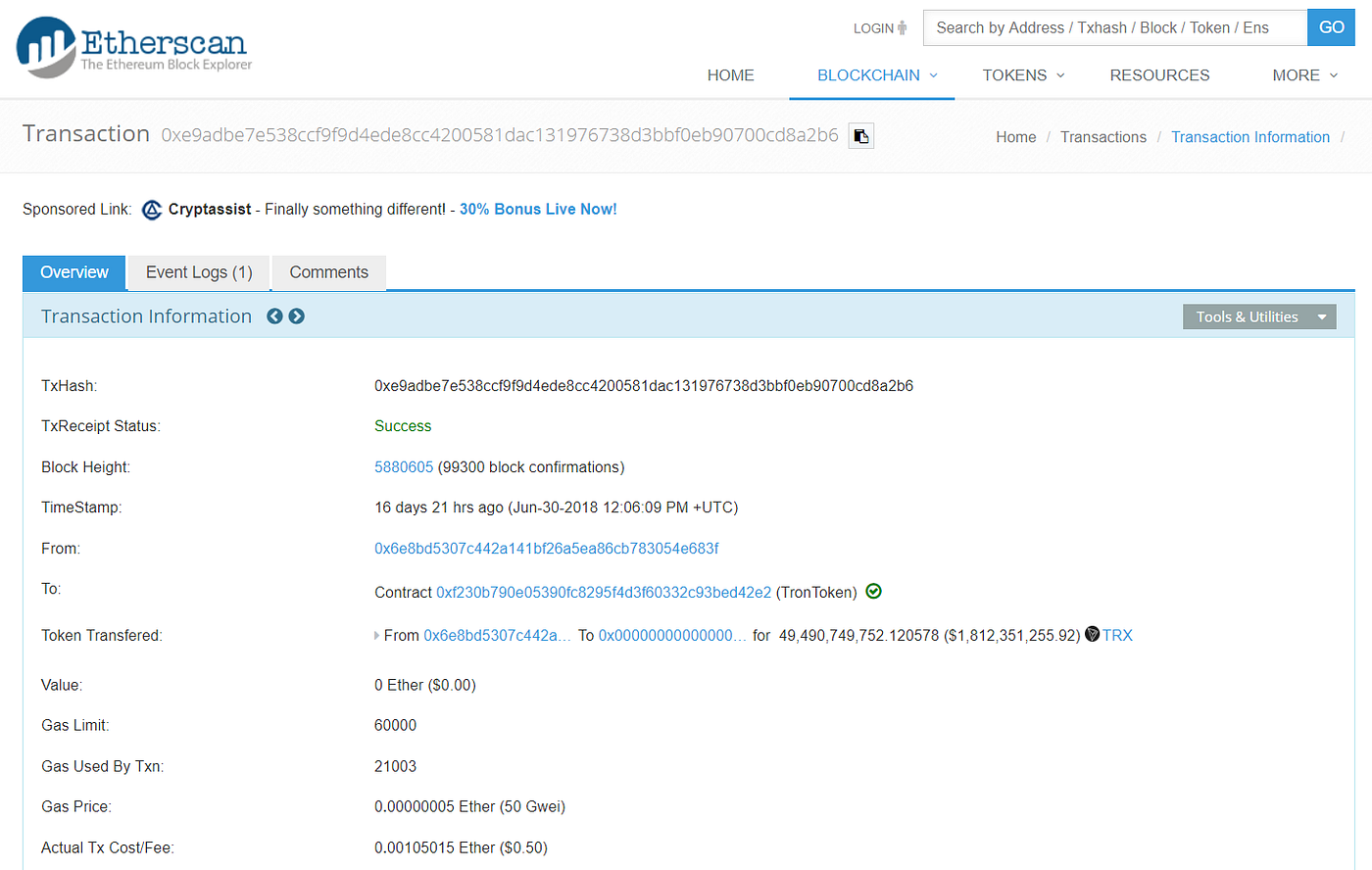 92424664154.355837 TRX ERC20 tokens were burnt by TRON Foundation | by TRON  DAO | TRON | Medium