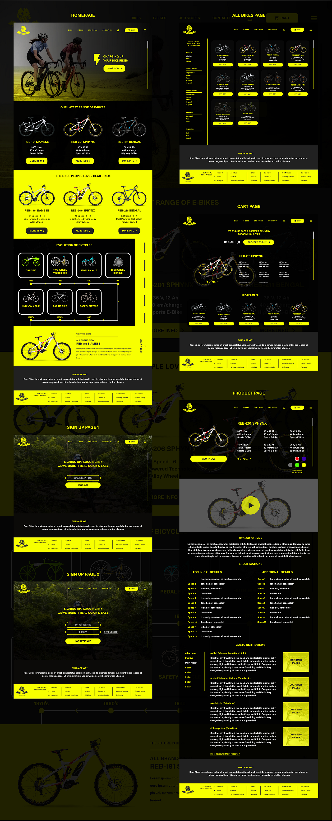 Roar Bikes UX case study of an E-bike brand concept