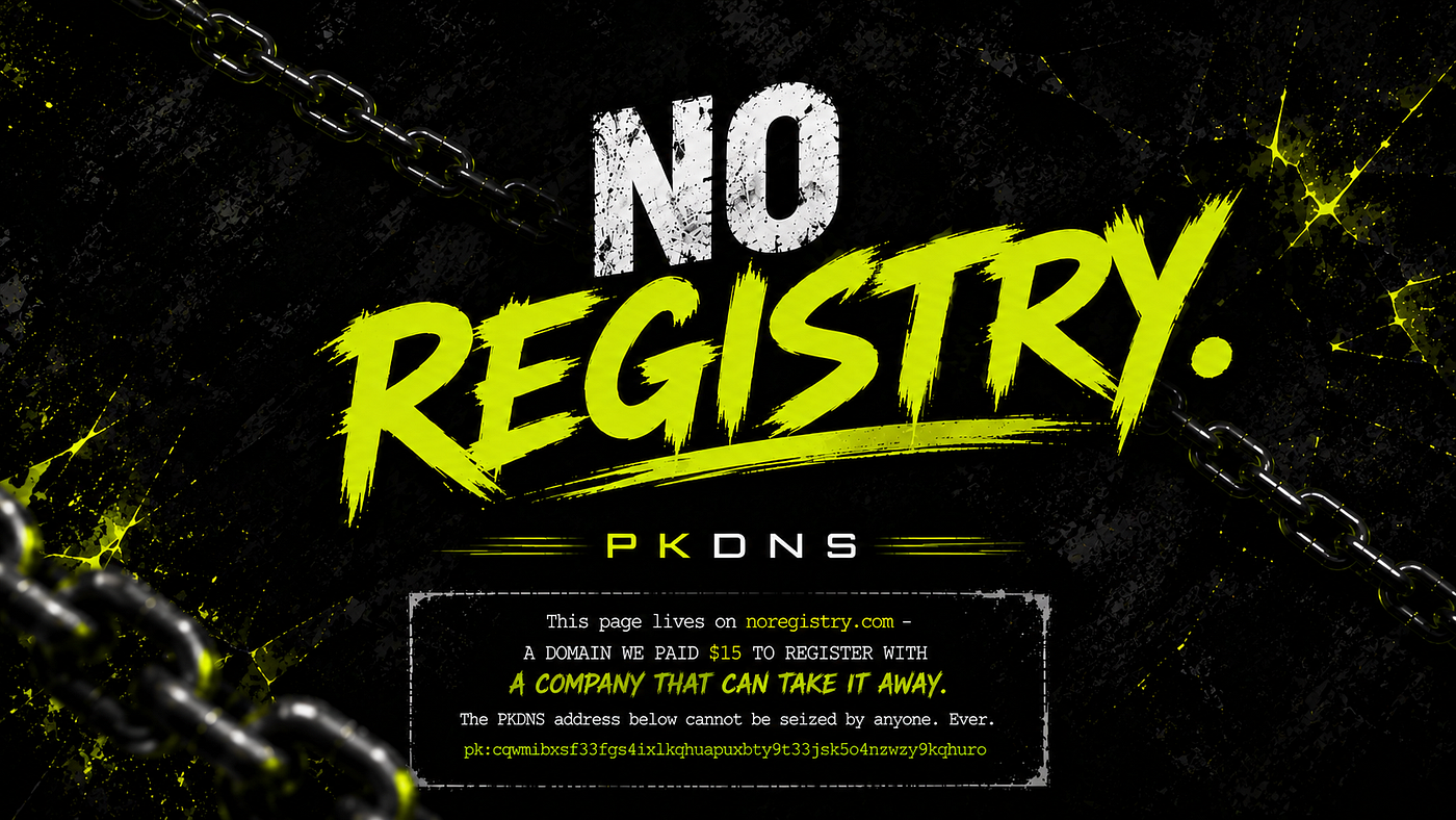 No Registry: A Marketing Push for PKDNS