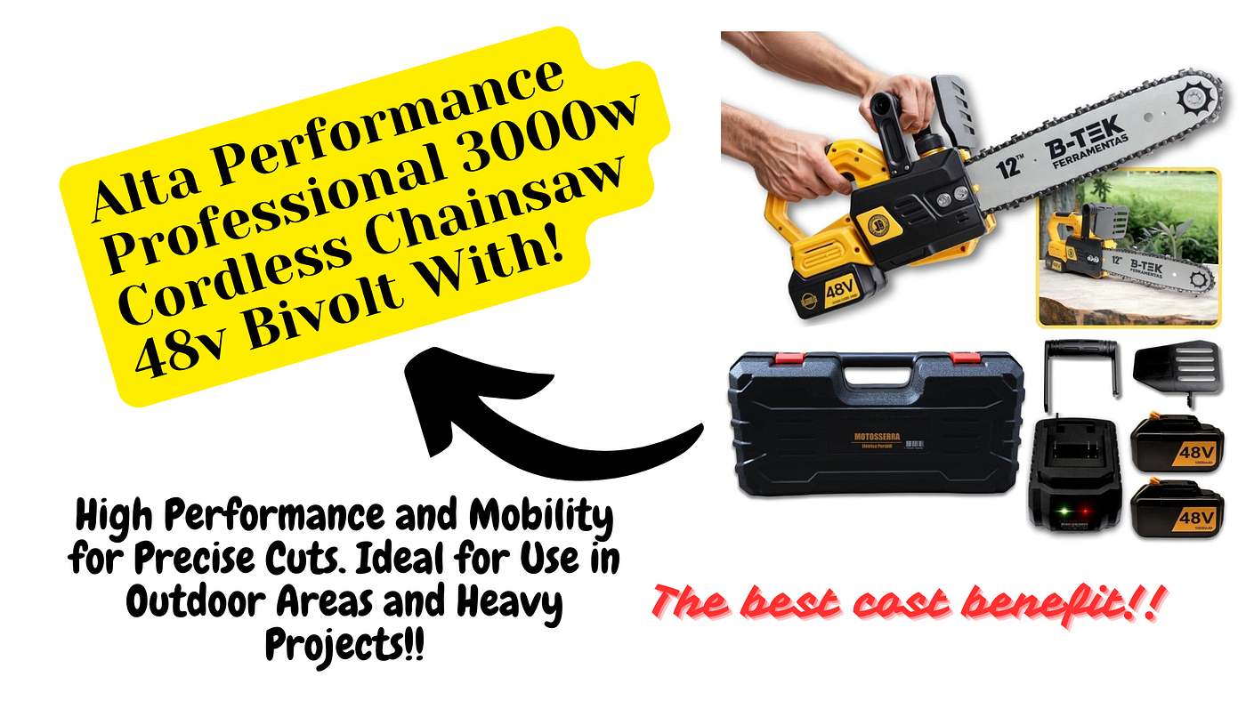 Alta Performance Professional 3000w Cordless Chainsaw 48v Bivolt With!