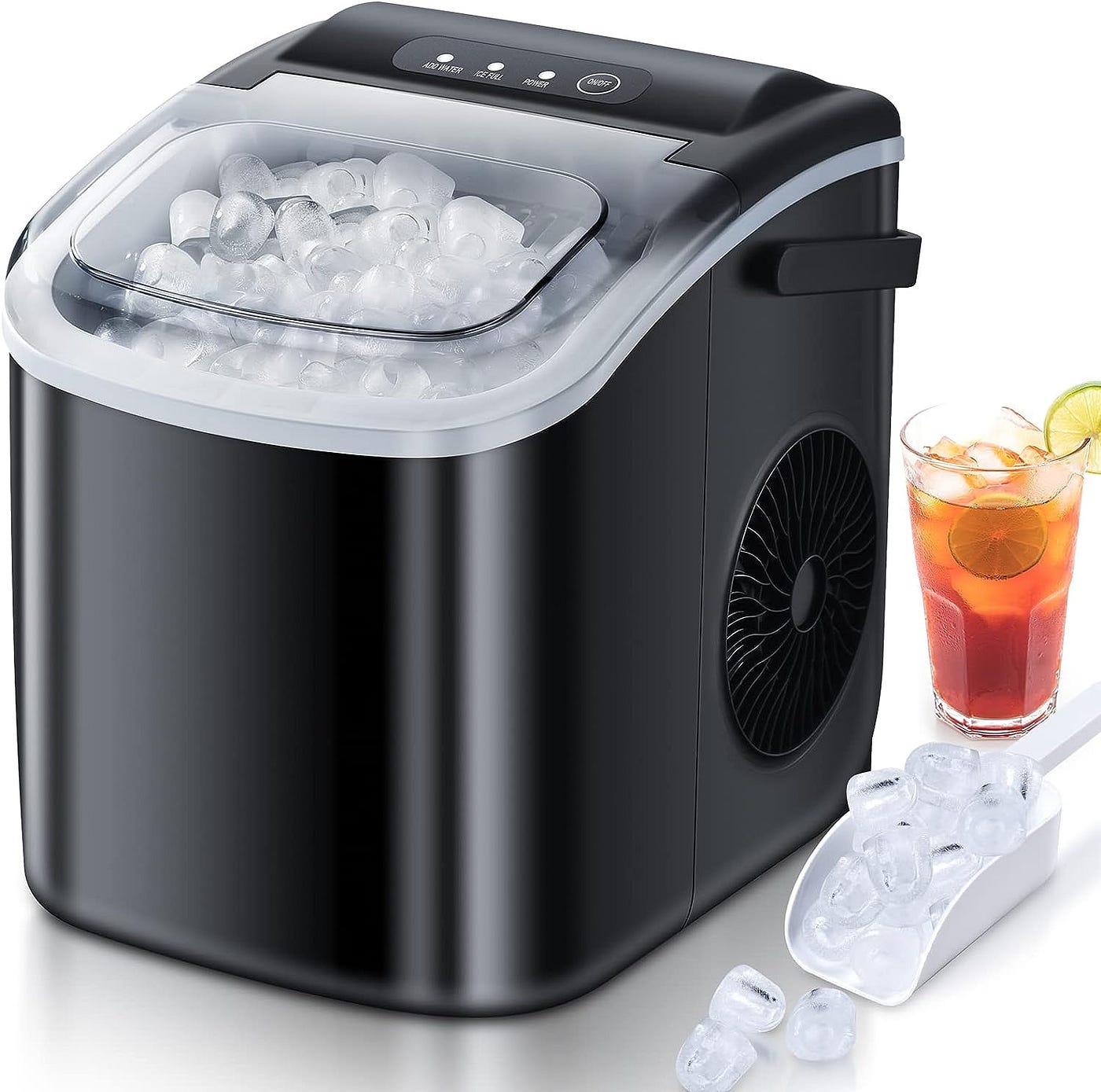 Silonn Countertop Ice Maker, 9 Cubes Ready in 6 Mins, 26lbs in 24Hrs,  Self-Cleaning Ice
