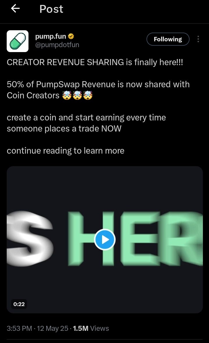 Pump.fun Tackles 98.6% Challenge with New Creator Revenue Share | by Chukwu  Vincent | Medium