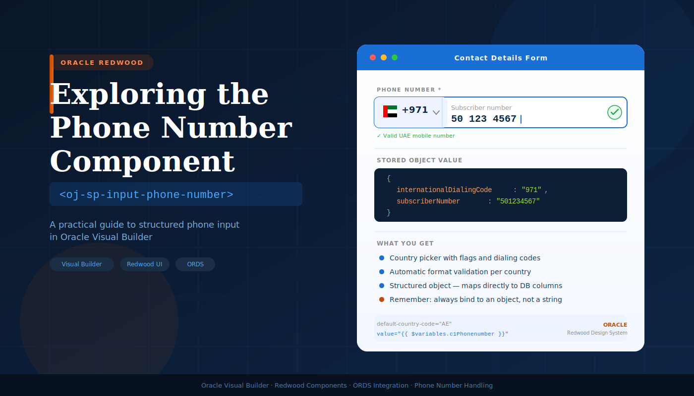 How I Used Oracle Redwood’s Phone Number Component in Visual Builder