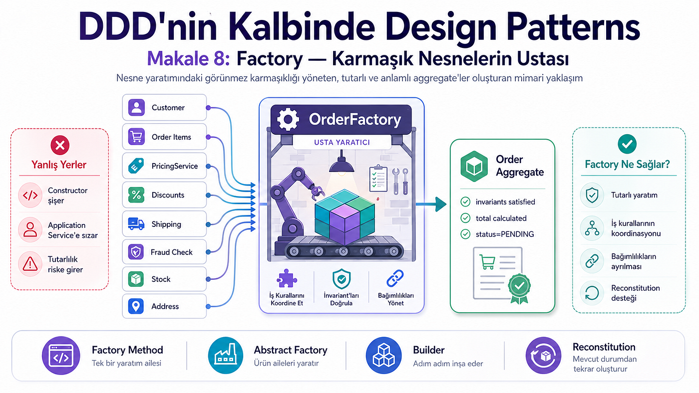 DDD’nin Kalbinde Design Patterns — Makale 8: Factory — Karmaşık Nesnelerin Ustası