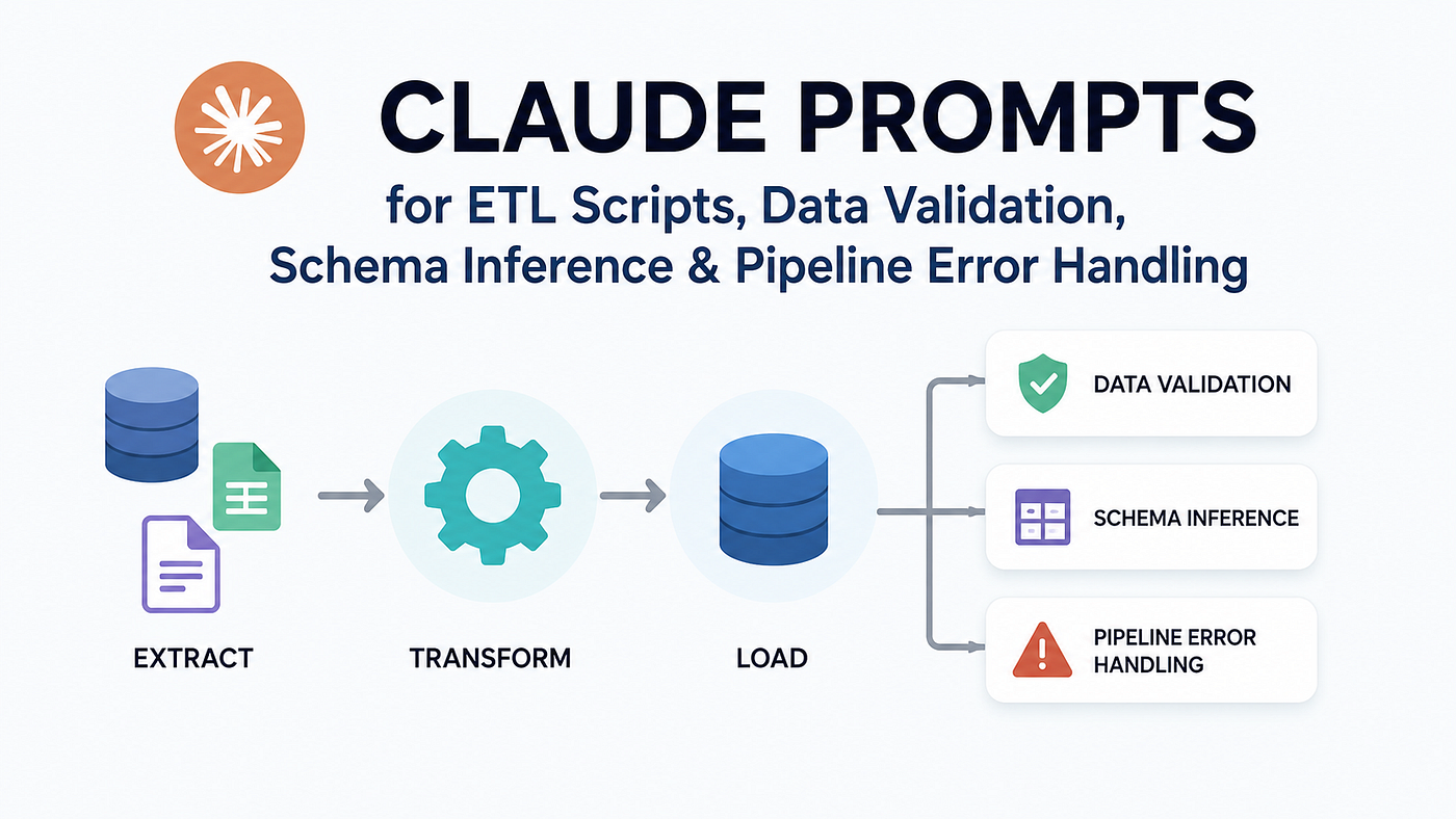 Claude Prompts for ETL Scripts, Data Validation, Schema Inference & Pipeline Error Handling