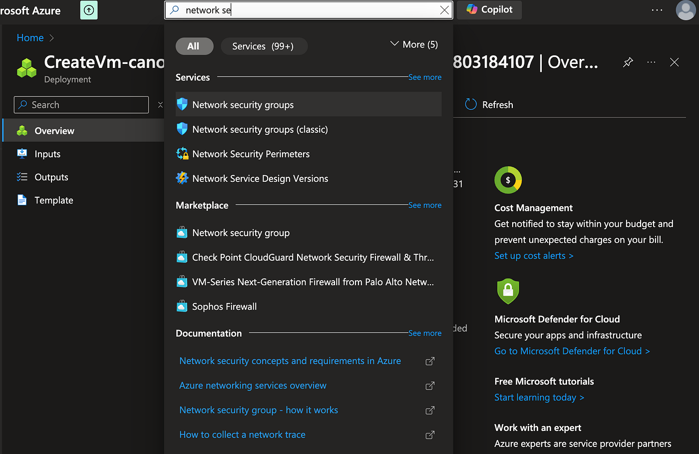 Select Network security groups