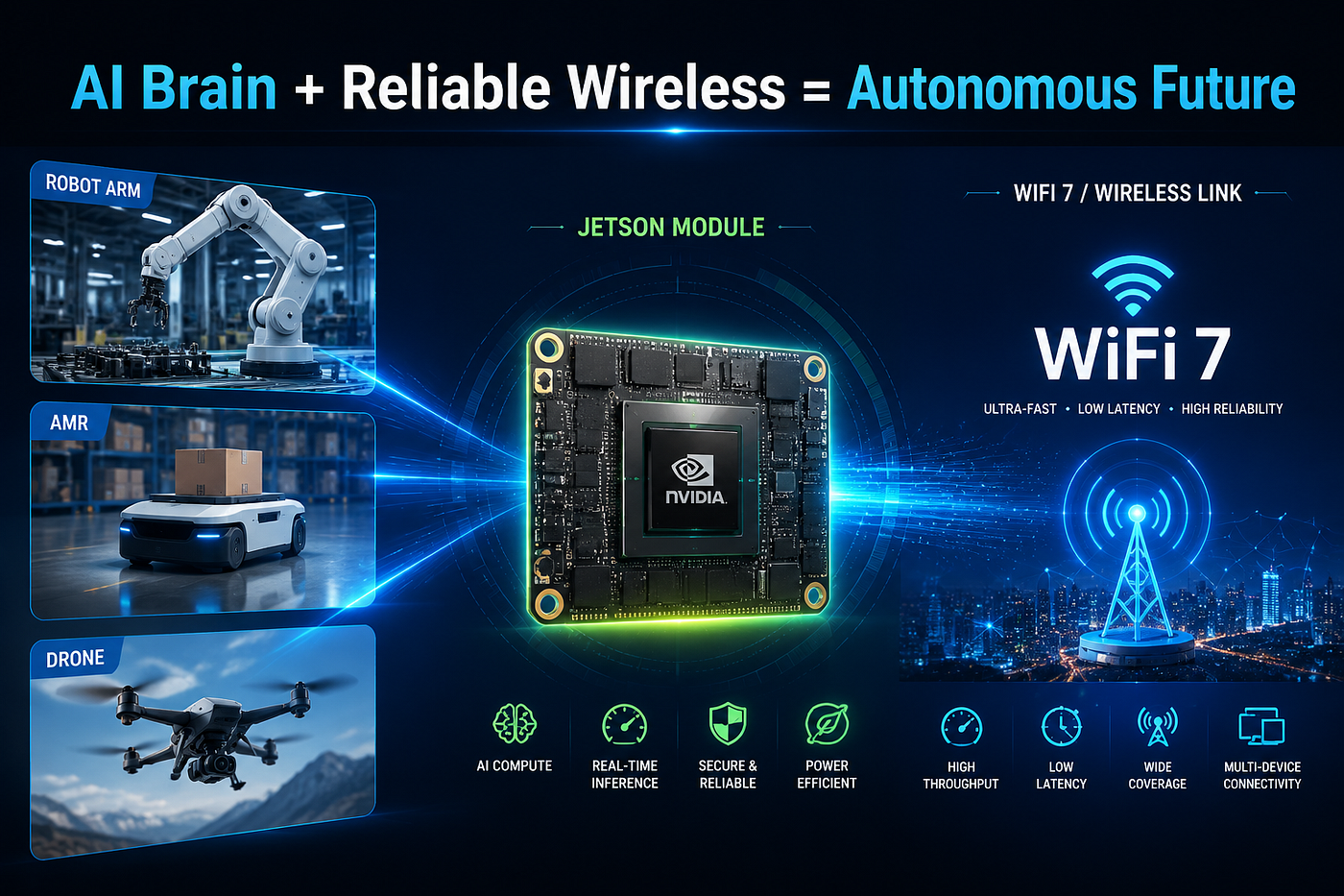 Wi-Fi 7 + Edge AI: Building the Wireless Backbone for Next-Generation Robots
