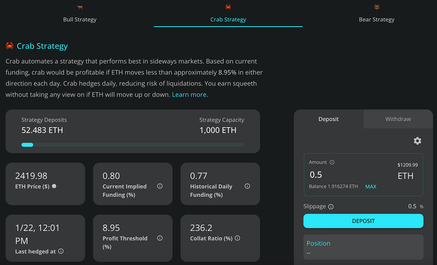 Automated Squeeth Strategies: The Crab Strategy Is Now Live 🦀 | by Wade  Prospere | Opyn | Medium