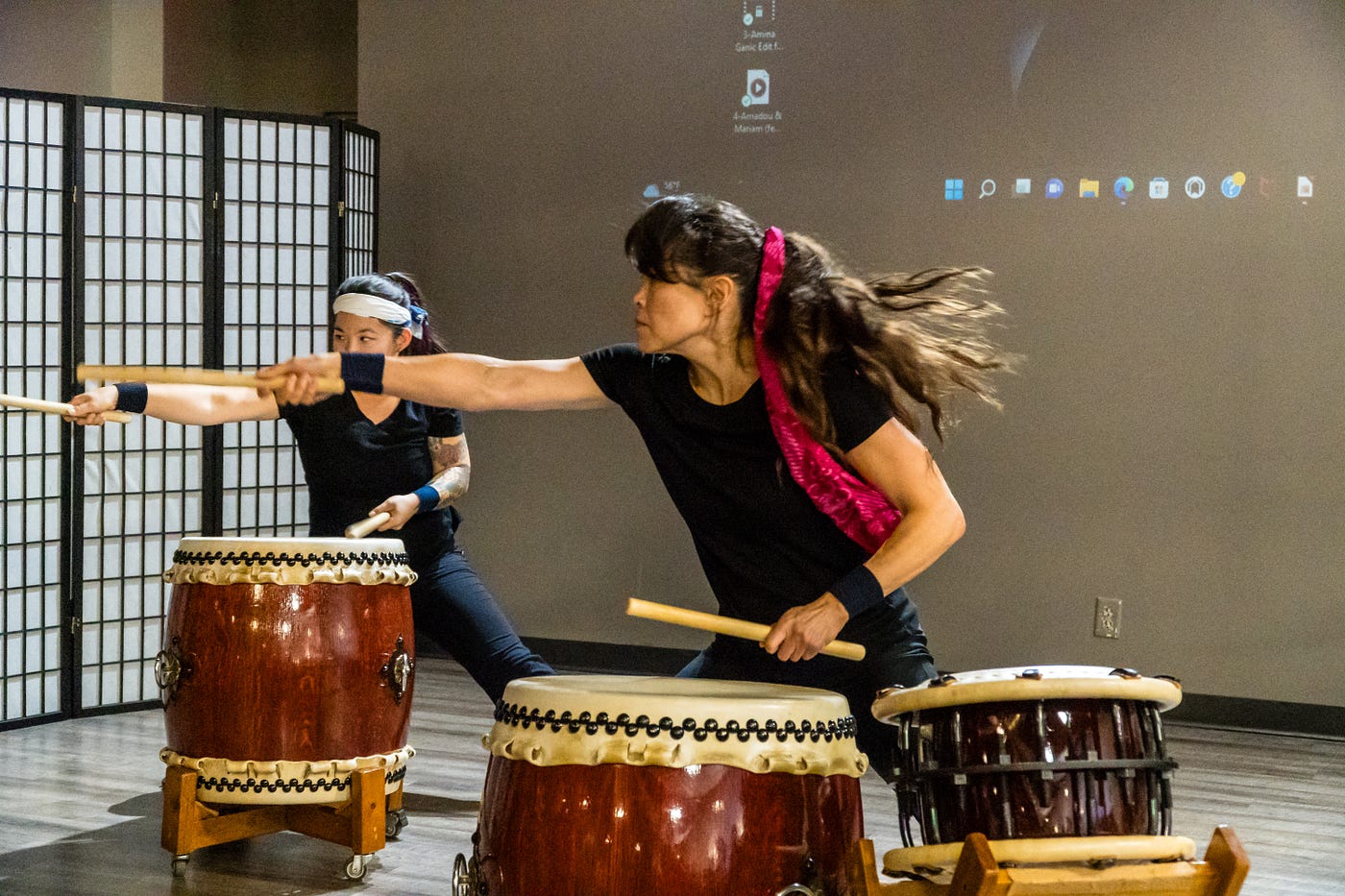 Members of Lincoln’s Own Kokyo Taiko perform at the Gala (hearing protection recommended). That background needed to go.