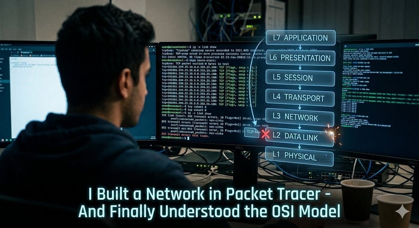 I Built a Network in Packet Tracer — And Finally Understood the OSI Model
