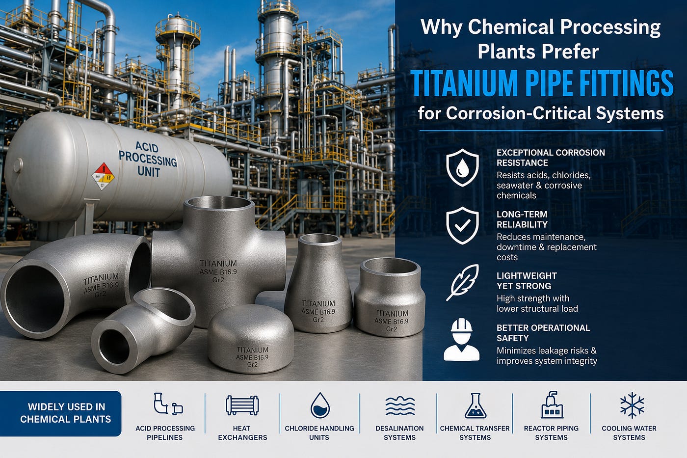 Why Chemical Processing Plants Prefer Titanium Pipe Fittings for Corrosion-Critical Systems