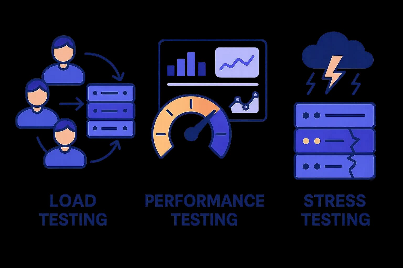 Load vs Performance vs Stress Testing: Differences & Examples