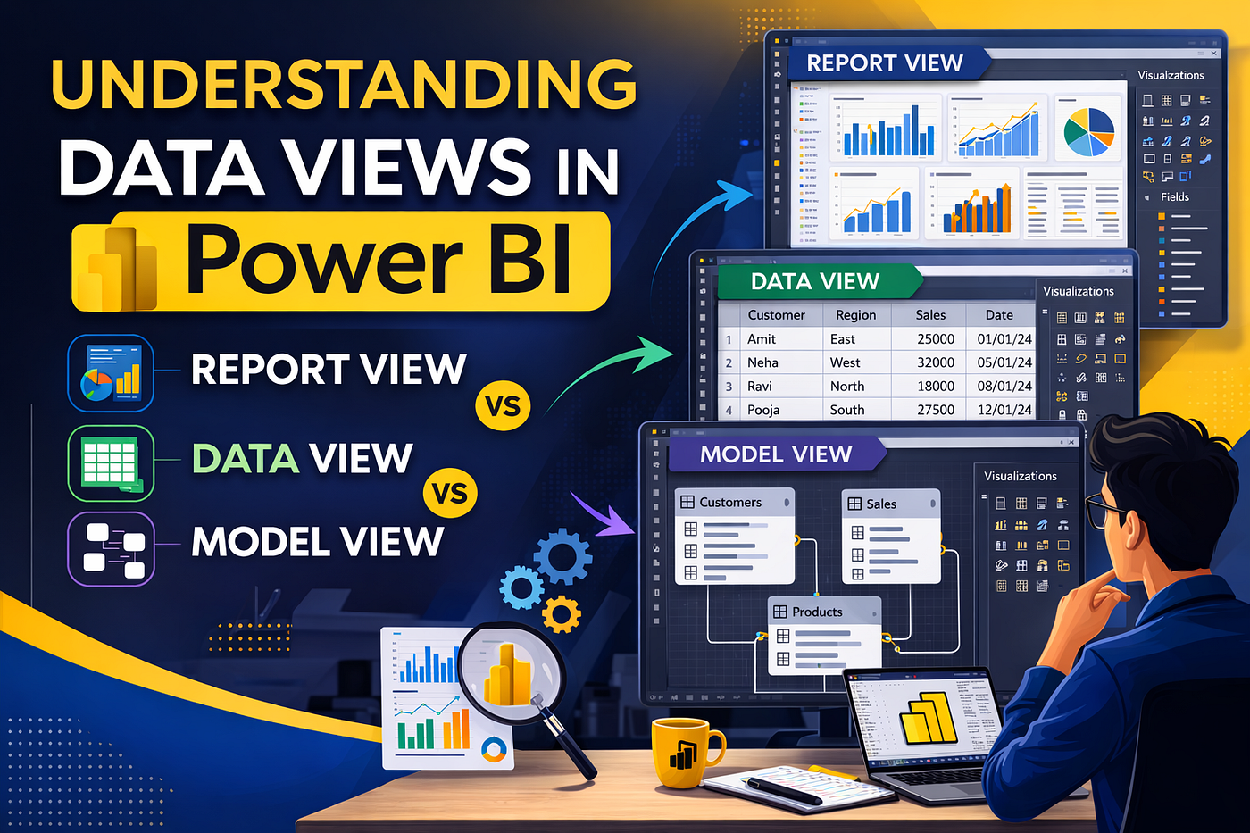 Understanding Data Views in Power BI: Report View vs Data View vs Model View