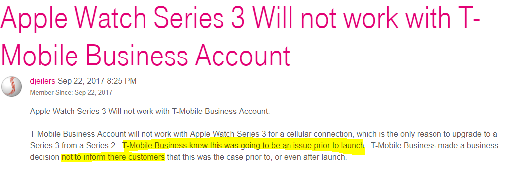 Fatal Combo: Apple Watch 3 Cellular and T-Mobile Business | by Krishnan  Iyer | Medium