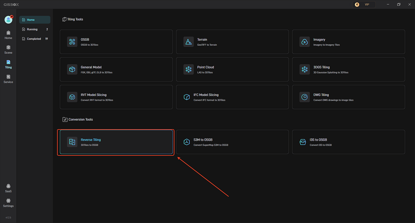GISBox conversion: 3DTiles → OSGB in one step