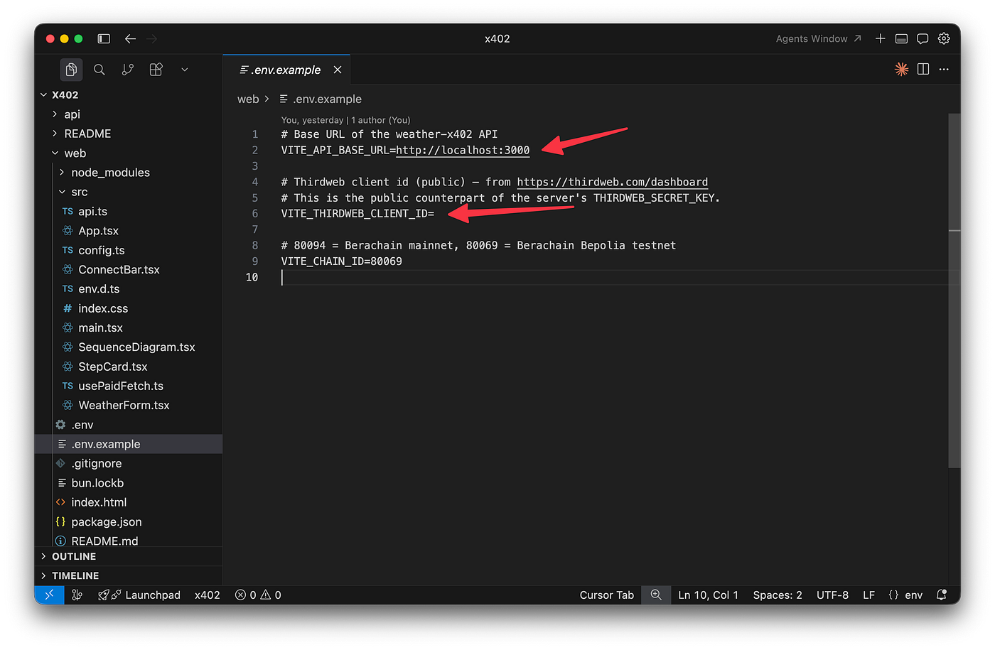 x402 Frontend Configuring Environment Variables
