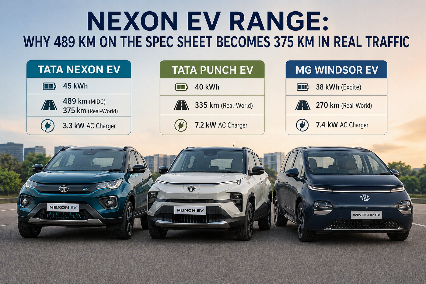 Nexon EV Range: Why 489 km on the Spec Sheet Becomes 375 km in Real Traffic