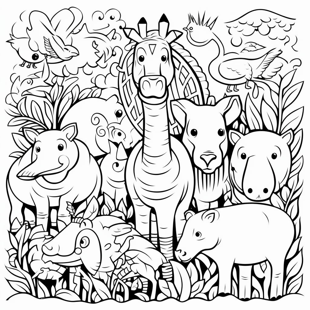 Kids Coloring Books Simple Line Art Midjourney Prompt