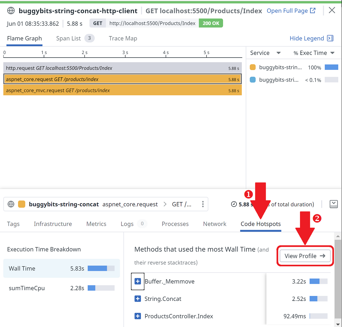 Troubleshooting CPU and exceptions issues with Datadog toolbox