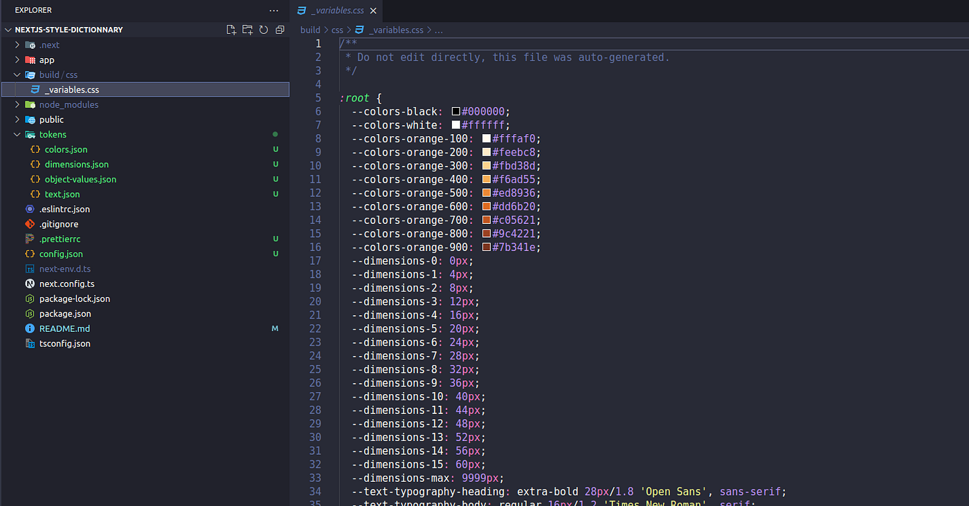 The generated css file