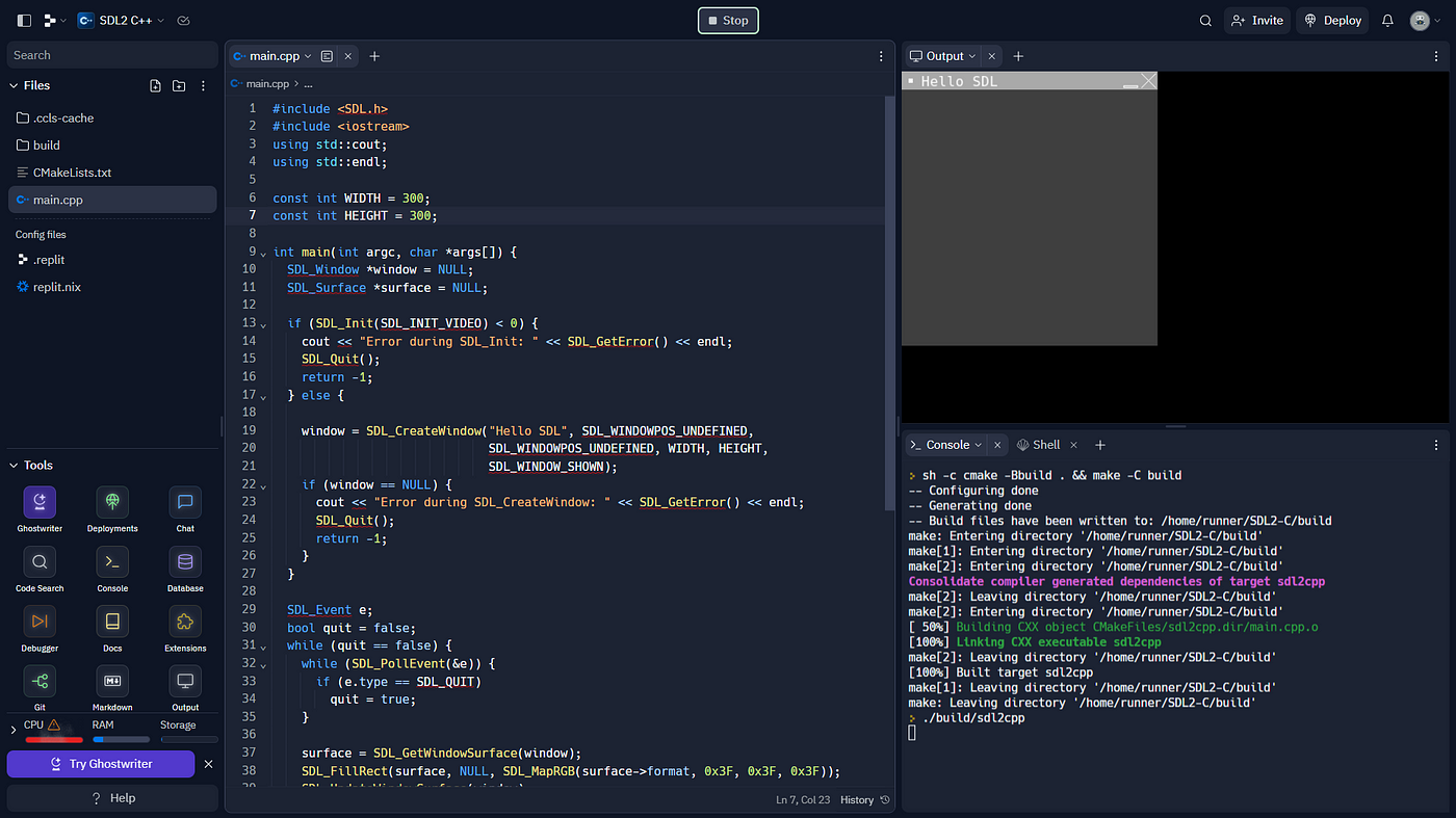 Step 1 - Create project with C++ application and print to debug console