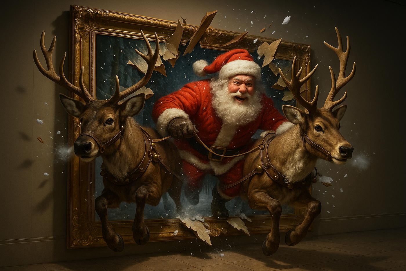 The Santa image is a perfect example of a classic trompe l’oeil trick. By TandA